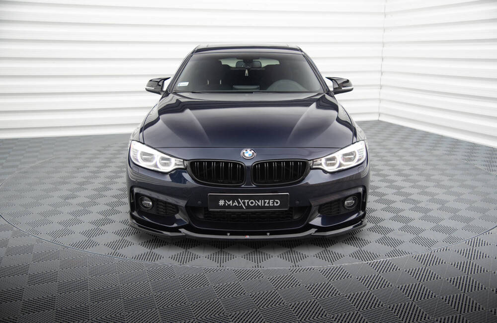 Voorspoiler V.2 BMW 4 Gran Coupe M Pakket F36 Maxton Glans Zwart