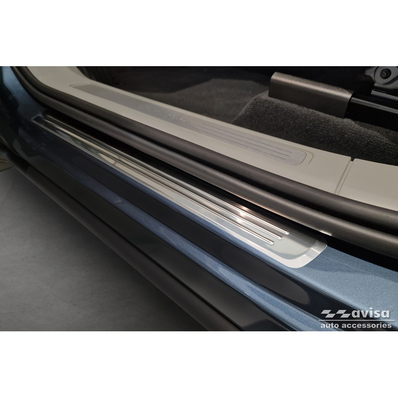 Seuils de portes inoxydable sur mesure pour Volvo XC60 II 2017-2021 & FL 2021- incl. R-Design - 'Lines' - 4-pièces