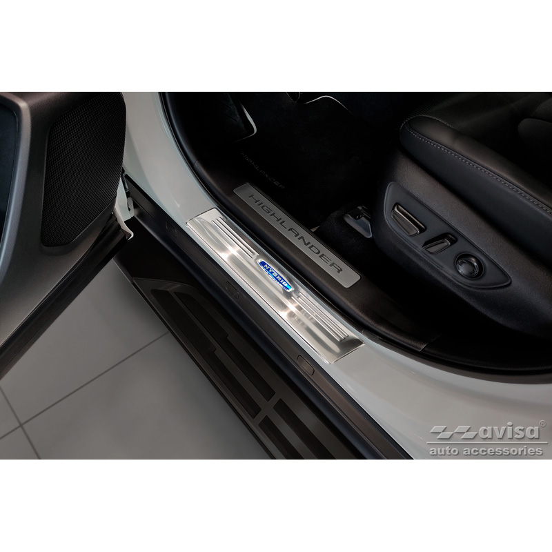 Seuils de portes inoxydable sur mesure pour Toyota Highlander XU70 2020- 'Hybrid' - 4-pièces