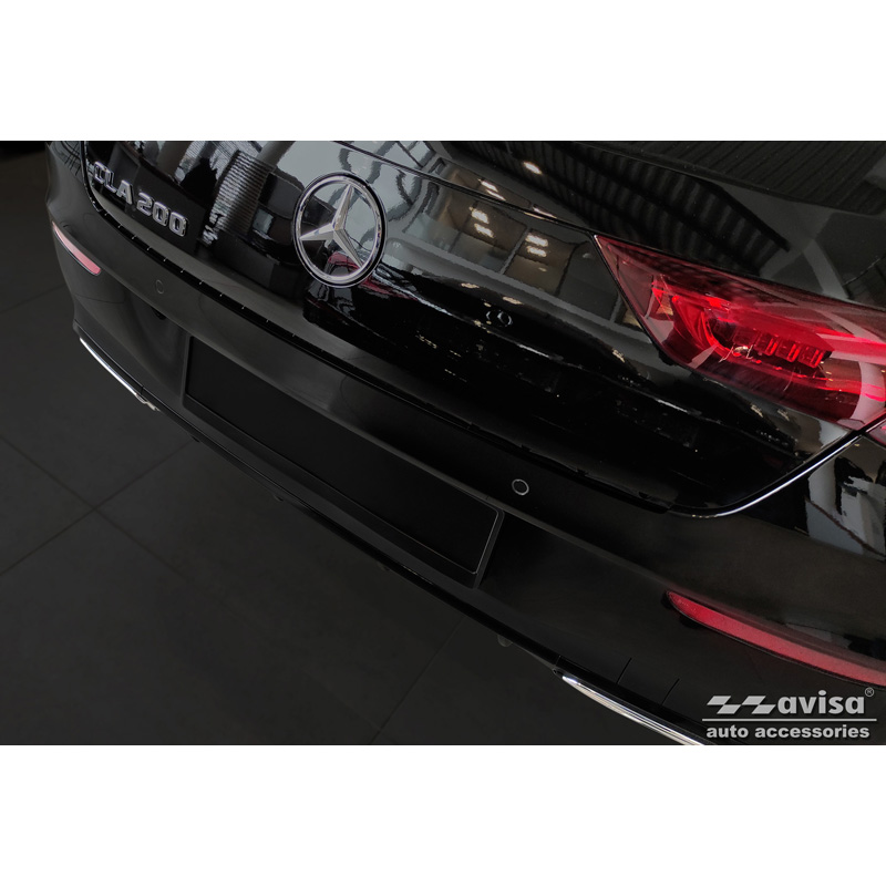 Protection de seuil arrière inox noir sur mesure pour Mercedes CLA II (X118) Shooting Brake 2019- 'Ribs'
