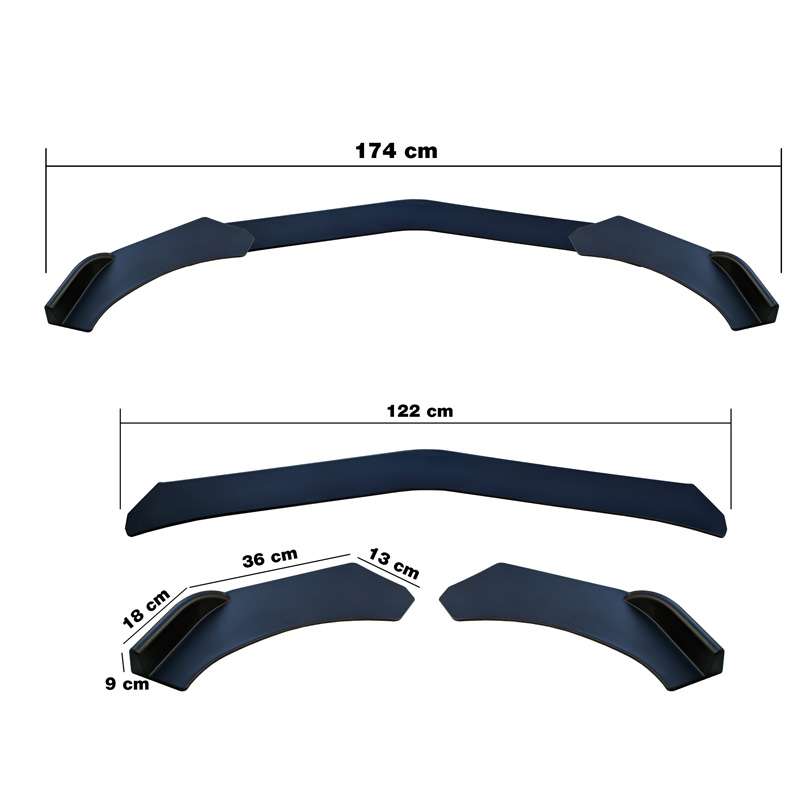 Simoni Racing Spoiler avant universelle 'Lip Splitter' - 3-pièces - ABS Noir