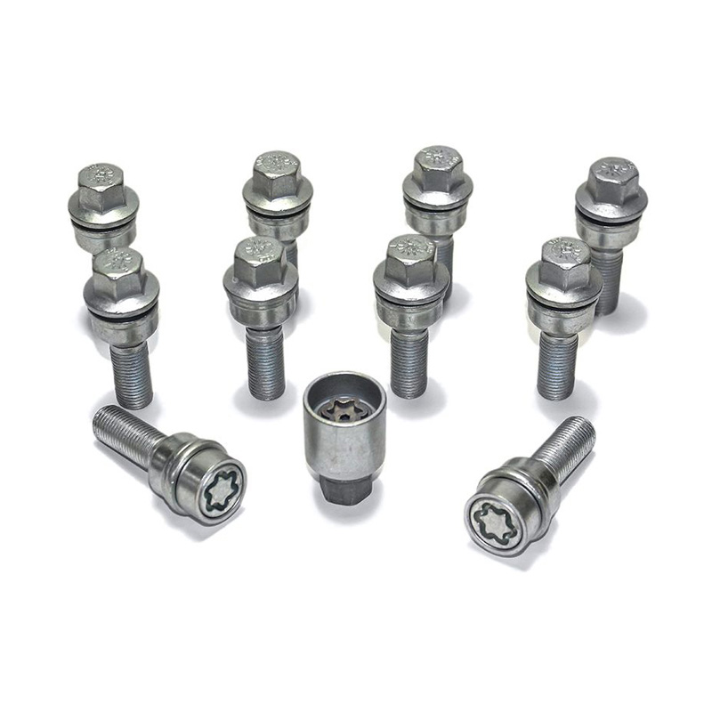 Jeu de Boulons de roue H&R sphérique avec cône mobile R14 M14x1.50 - Longueur 38mm - 10 pièces (p.e. sur mesure pour Audi Q3, Q5) - antivol de roue inclus