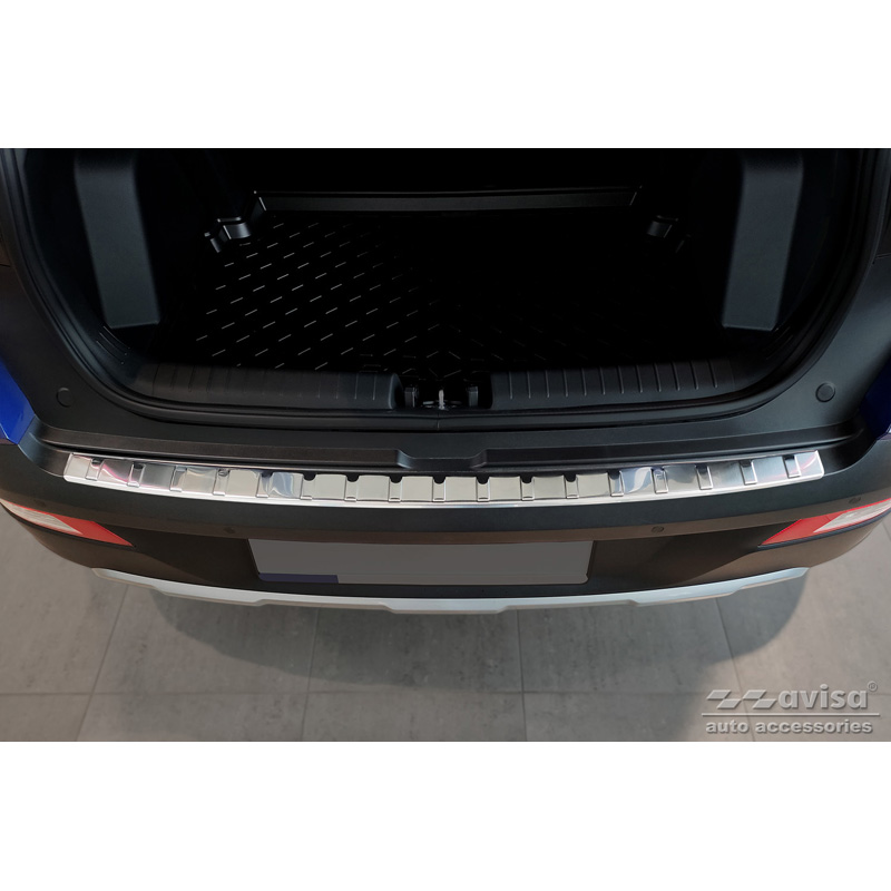 Protection de seuil arrière inox sur mesure pour Hyundai Bayon 2021- 'Ribs'