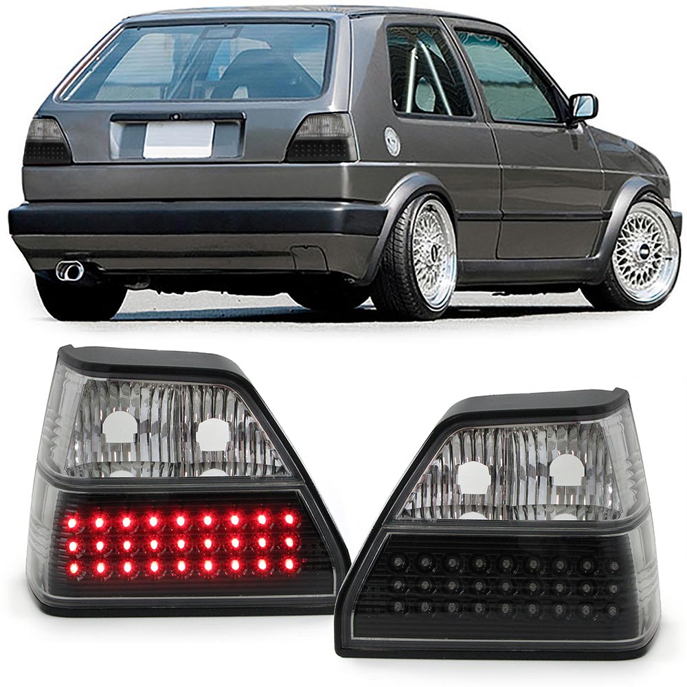 Feux arriere VW Golf II LED rouges/blanc cristal
