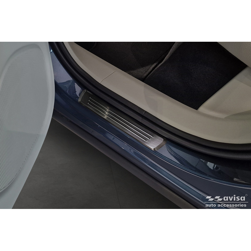 Seuils de portes inoxydable noir sur mesure pour Volvo XC60 II 2017-2021 & FL 2021- incl. R-Design - 'Lines' - 4-pièces