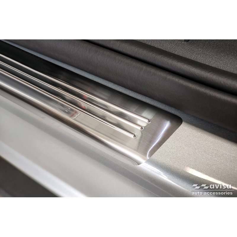 Seuils de portes inox sur mesure pour Skoda Enyaq 2020- 'Lines' - 4-pièces