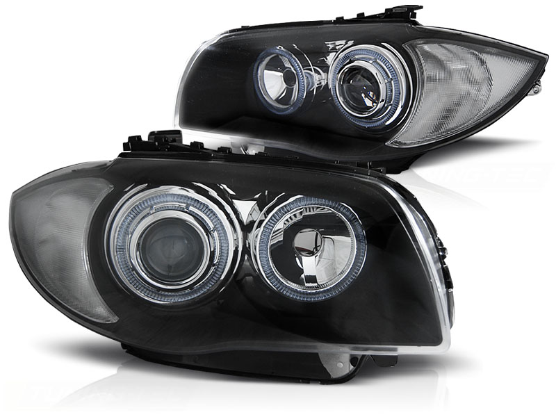 Phares BMW 1 Serie E87 Angel Eyes noire