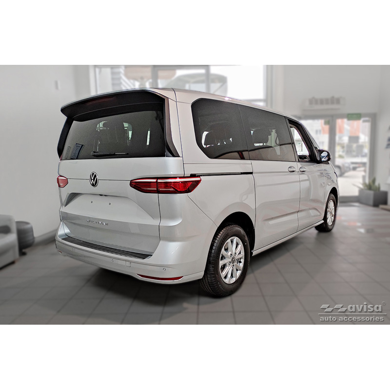 Protection de seuil arrière inox Noir sur mesure pour Volkswagen Multivan T7 2021- 'Ribs'