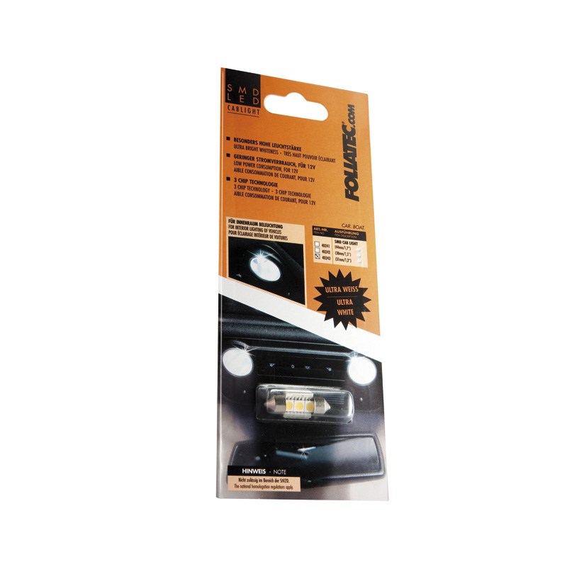 Foliatec SMD-LED CabLight - bleu Festoon 38mm - 3 SMDs - 1 pièce