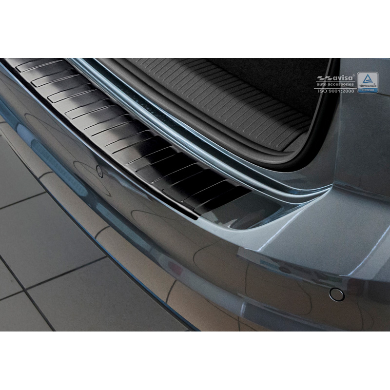Protection de seuil arrière inox noir sur mesure pour Volkswagen Golf VII Sportsvan 2014- 'Ribs'