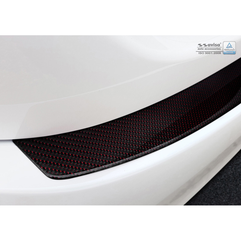 Protection de seuil arrière carboné sur mesure pour Mercedes CLS (C218) 2014-2018 Carboné noir-rouge