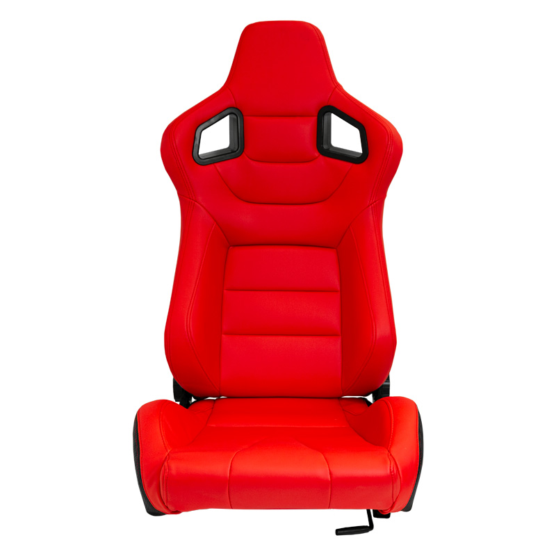 Siège baquet 'RK' - Rouge Simili Cuir - Dossier réglable - incl. glissières