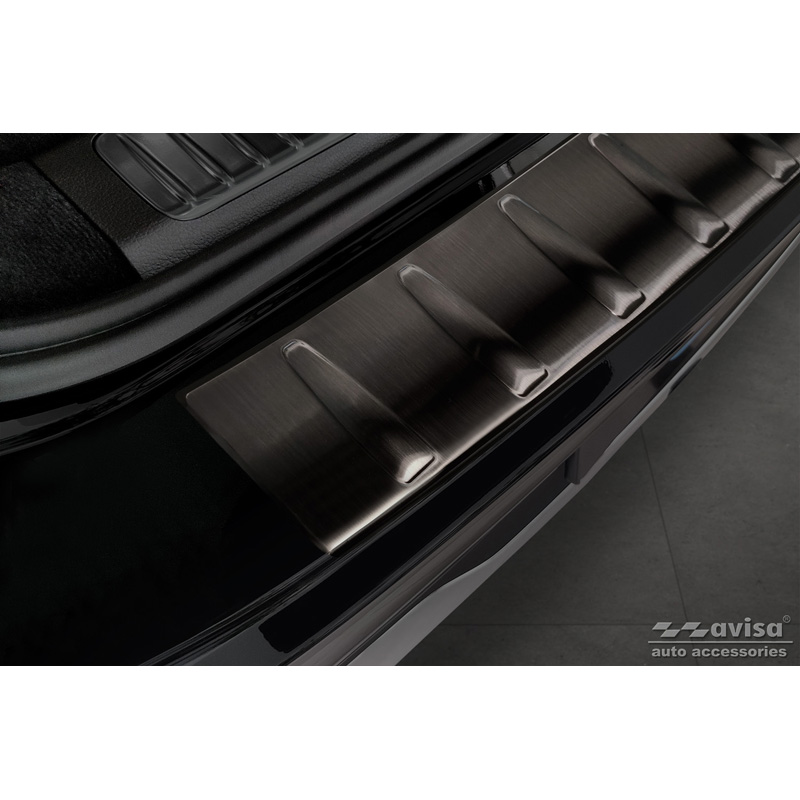 Protection de seuil arrière inox noir sur mesure pour Mercedes EQS SUV (X296) 2022- 'Ribs'