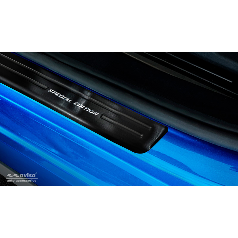 Seuils de portes inox noir sur mesure pour Skoda Kamiq 2019- 'Special Edition' - 4-pièces