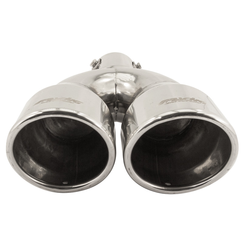 Simoni Racing Embout d'Échappement Rond Double Inox - Ø90xL242mm - Montage ->62mm
