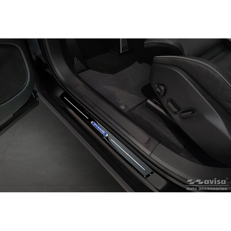 Seuils de portes inoxydable noir luisant sur mesure pour Volvo XC60 II 2017-2021 & Facelift 2021- 'Hybrid' - 4-pièces