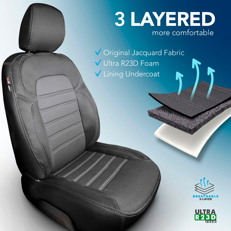 Original Design Housses de siège en tissu 1+1 sur mesure pour Opel Movano C 2022-