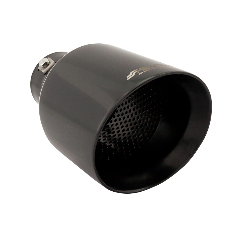 Simoni Racing Embout d'Échappement Rond/Oblique Inox Noir - Ø115xL210mm - Montage 38-63mm