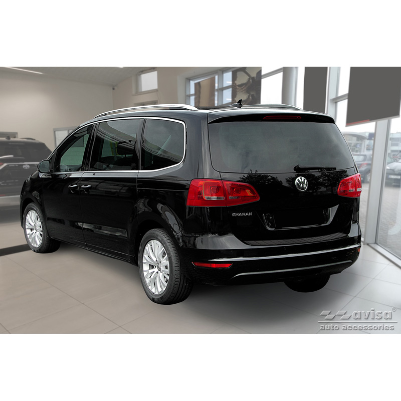Protection de seuil arrière inox noir mat sur mesure pour Seat Alhambra & Volkswagen Sharan II 2010- 'Ribs'