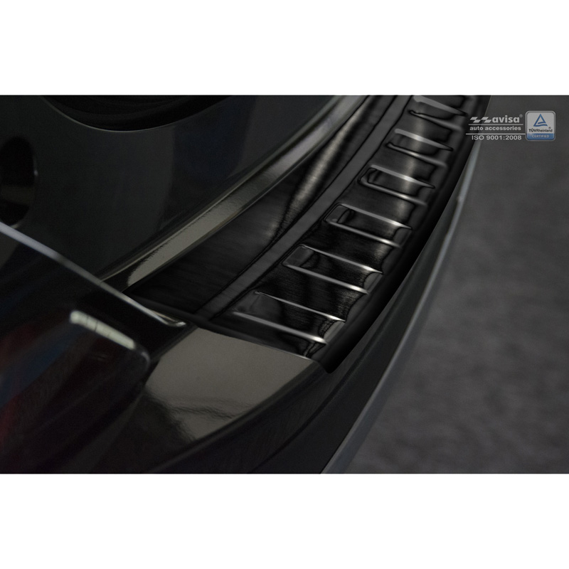 Protection de seuil arrière inox noir sur mesure pour Toyota RAV4 2016- 'Ribs'