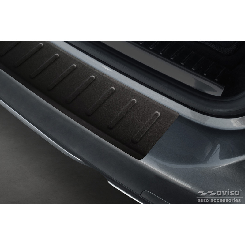 Protection de seuil arrière inox noir mat sur mesure pour Mercedes Classe-C W205 Kombi 2014-2021 'Ribs'