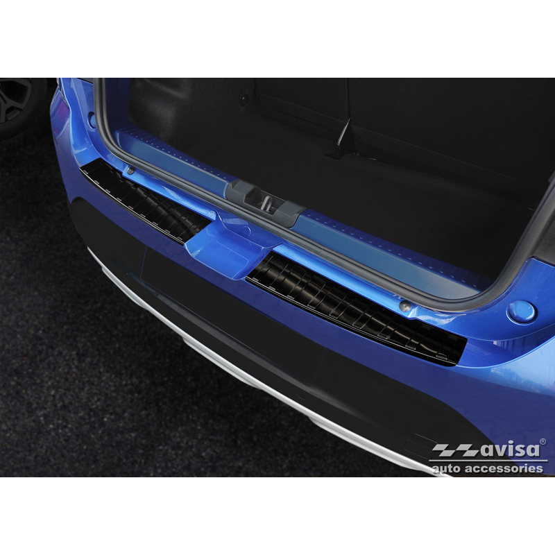 Protection de seuil arrière inox noir sur mesure pour Dacia Sandero III 2020-2022 & Facelift 2022- 'Ribs' incl Stepway (2-pièces)