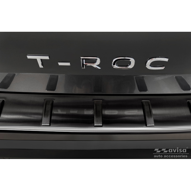 Protection de seuil arrière inox noir sur mesure pour Volkswagen T-Roc & T-Roc Cabrio 2017-2022 & Facelift 2022- 'STRONG EDITION'