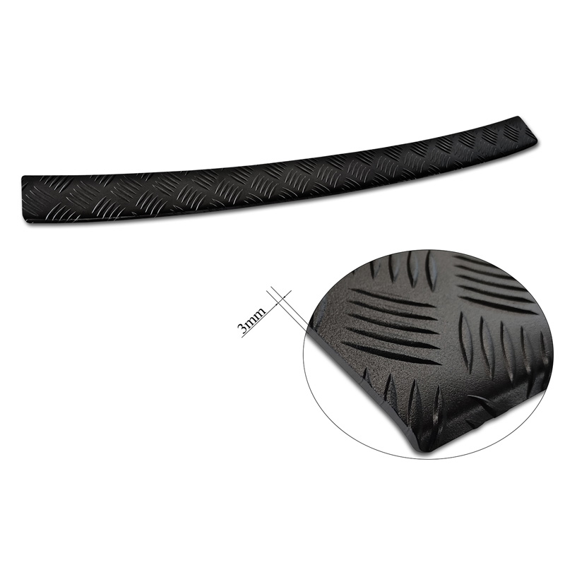 Protection de seuil arrière en aluminium noir mat sur mesure pour Skoda Kamiq 2019- 'Riffled Plate'