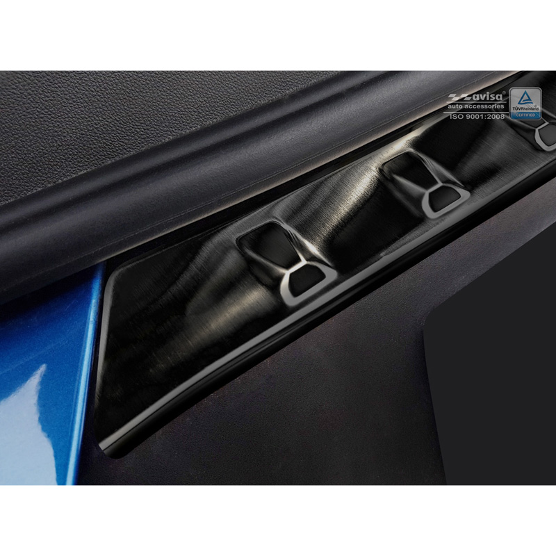 Protection de seuil arrière inox noir sur mesure pour Opel Grandland X 2017-2021 'Ribs'