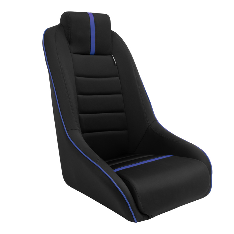 Siège baquet 'Classic RS' - Noir/Bleu - Dossier fixe + Appuie-tête intégré - incl. glissières