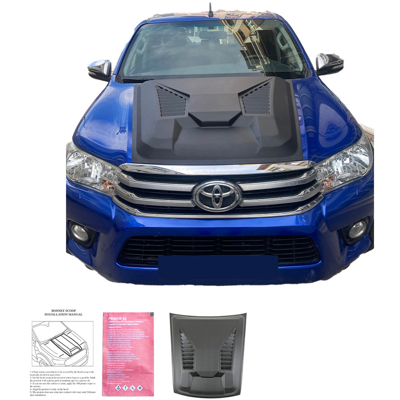 Écope de capot sur mesure pour Toyota Hilux 8ème Gen. 2015-2020 - Version 2 - Noir mat