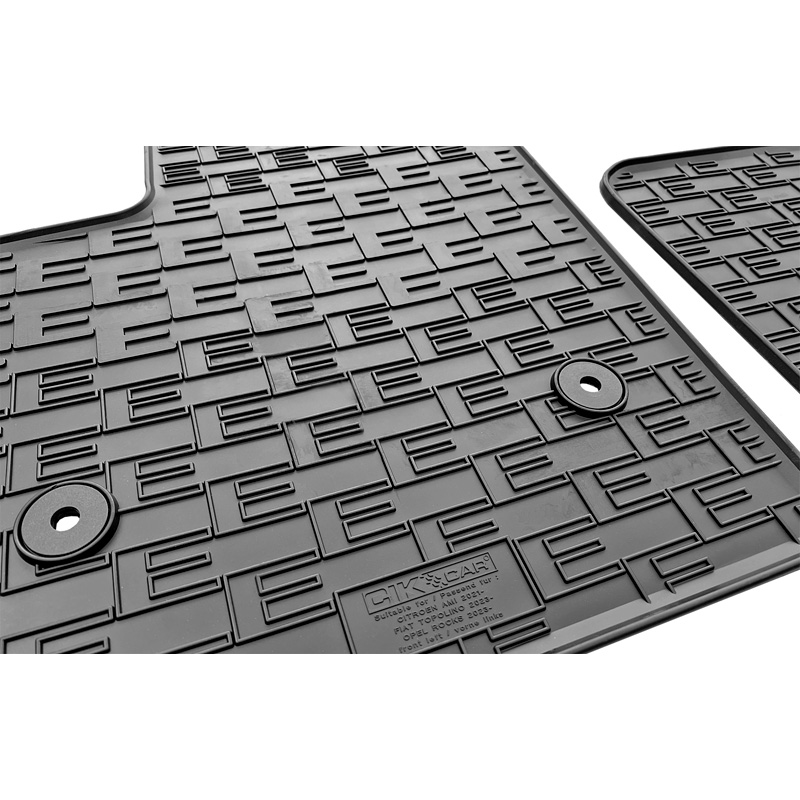 CIKCAR Set tapis de caoutchouc sur mesure pour Opel Rocks-e 2021- / Citroën Ami 2020- / Fiat Topolino 2023- (2-pièces + points de fixage)