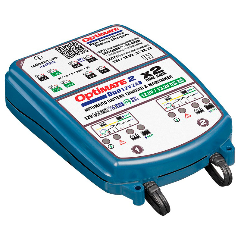 OptiMate 2 DUO x 2 BANK - 12V / 12,8V 2-Amp véritable chargeur et mainteneur