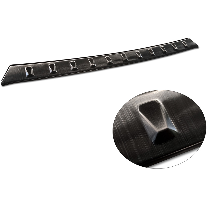 Protection de seuil arrière inox noir sur mesure pour Opel Grandland X Facelift 2021- 'Ribs'