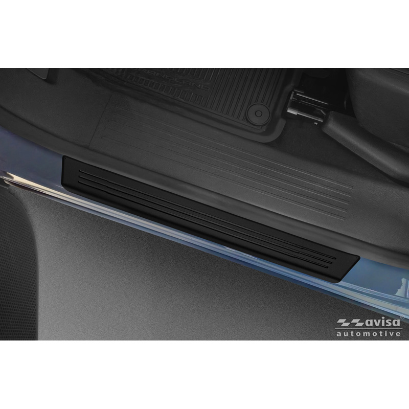 Avisa Seuils de portes inoxydable noir sur mesure pour Opel Grandland (EV) 2024- - 'Lines' - 4-pièces