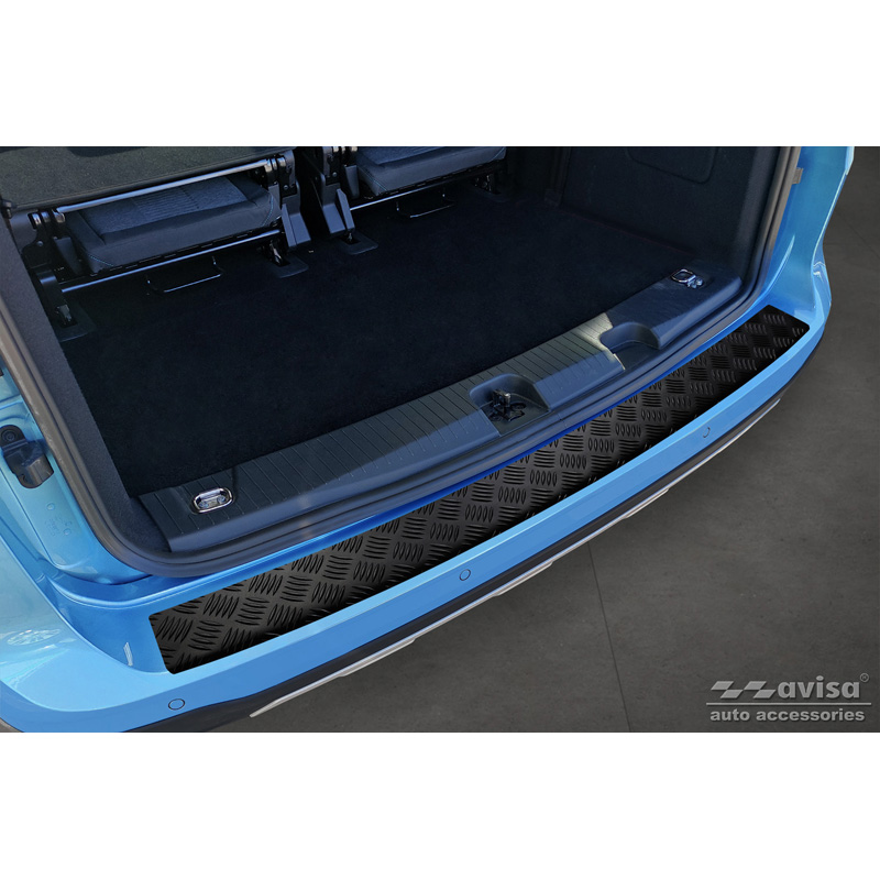 Protection de seuil arrière en aluminium noir mat sur mesure pour Ford Tourneo Connect III 2022- 'Riffled Plate'