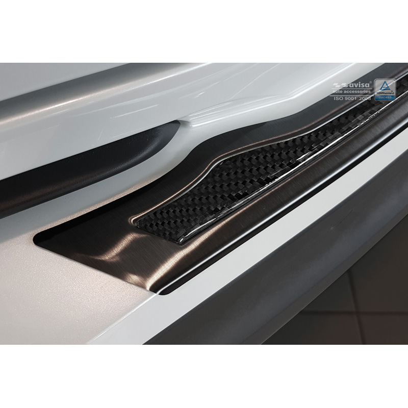 Protection de seuil arrière inox 'Deluxe' sur mesure pour Toyota C-HR 2016-2019 & Facelift 2019-2023 Noir/Carboné noir