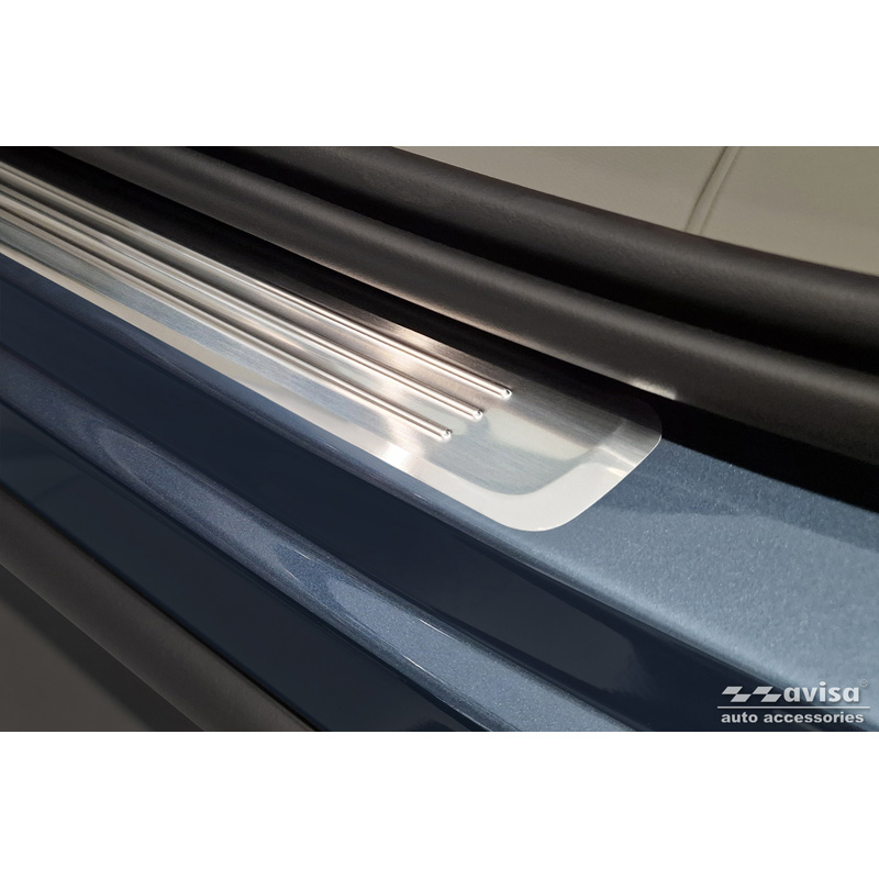 Seuils de portes inoxydable sur mesure pour Volvo XC60 II 2017-2021 & FL 2021- incl. R-Design - 'Lines' - 4-pièces