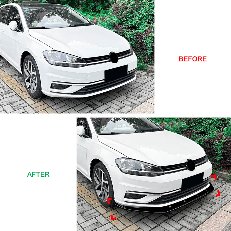 Spoiler avant sur mesure pour Volkswagen Golf VII (7.5) 2017-2019 excl. GTi/GTD/R/R-Line (ABS Noir luisant)