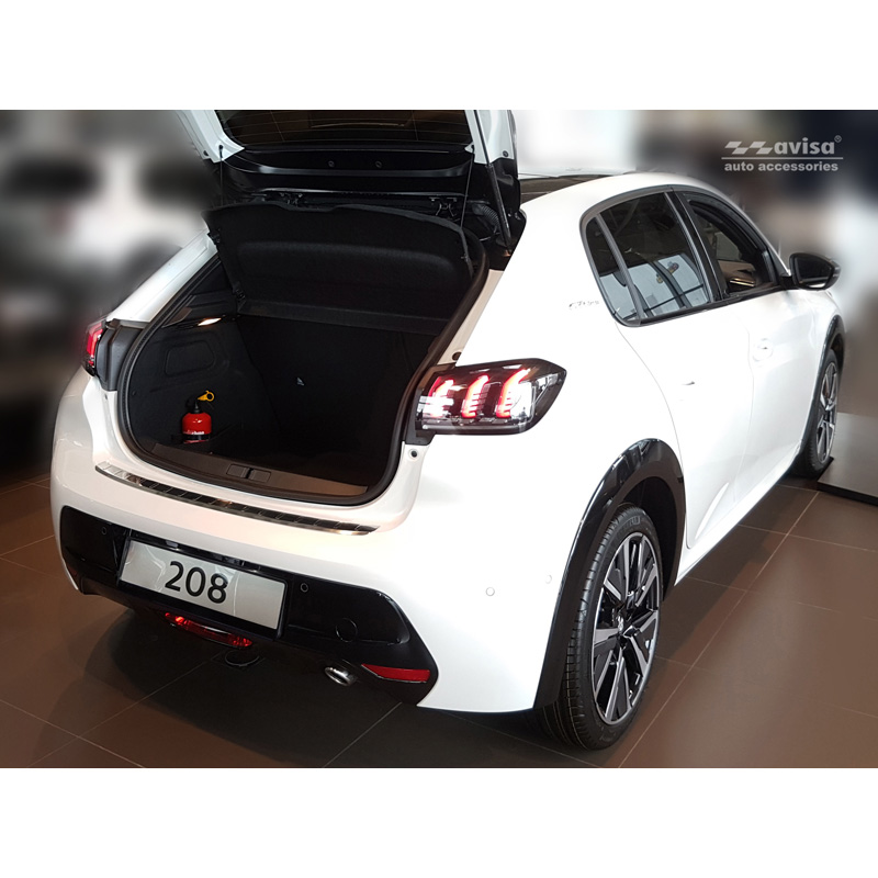 Protection de seuil arrière inox sur mesure pour Peugeot 208 II HB 5-portes 2019-2023 & FL 2023- 'Ribs'