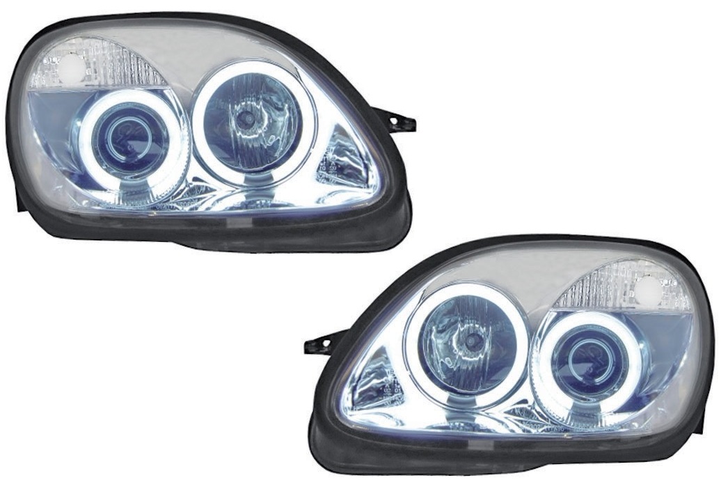 Phares Mercedes SLK 96-04 H1+H1 Angel Eyes CCFL chome