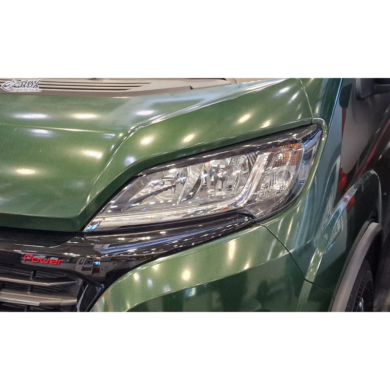 Spoilers de phares sur mesure pour Citroën Jumper & Fiat Ducato & Peugeot Boxer 2014- & Opel Movano 2021- (ABS Noir Brillant)