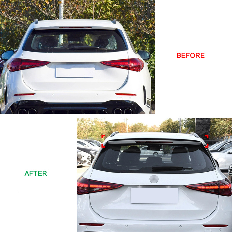 Becquet de toit (Spoiler Cap) sur mesure pour Mercedes Classe-C W206 Kombi 2021- (ABS Noir Luisant)