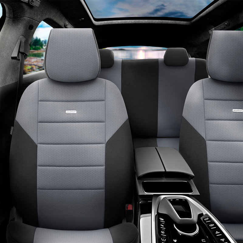 otoM Housse de sièges universel en textile 'SelectedFit One' Noir/Gris - 10-pièces - adapté aux Side-Airbags