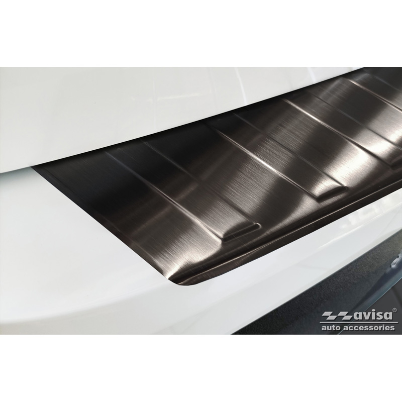 Protection de seuil arrière inox noir sur mesure pour Opel Mokka II 2020- 'Ribs' (2-piecès)