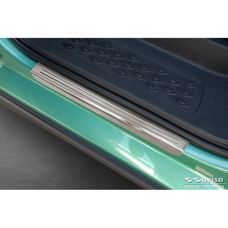 Seuils de portes inoxydable sur mesure pour Volkswagen ID.Buzz 2022- - 'Lines' - 2-pièces