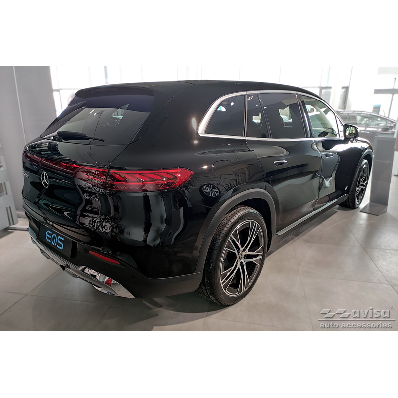 Protection de seuil arrière inox noir sur mesure pour Mercedes EQS SUV (X296) 2022- 'Ribs'