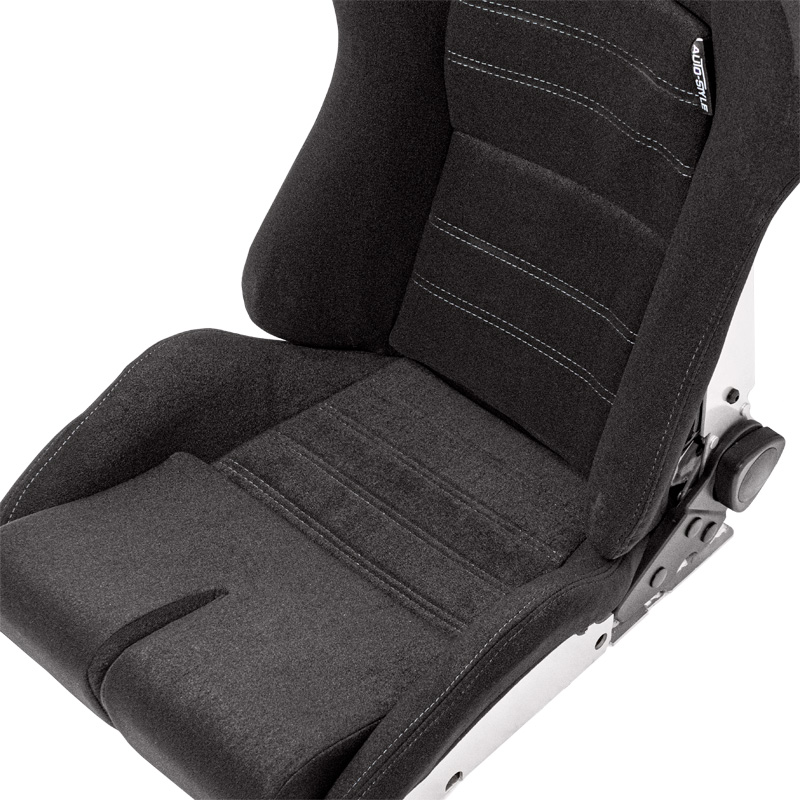 Siège baquet 'BS5' - Noir/Gris - Dossier réglable en polyester - incl. glissières