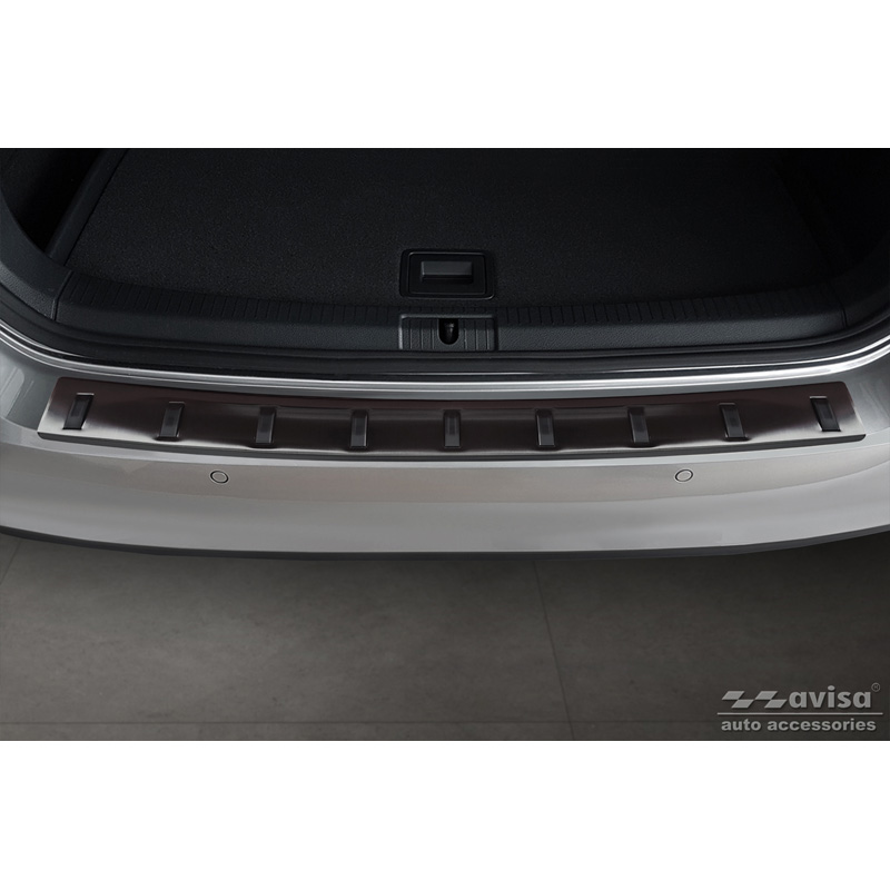 Protection de seuil arrière inox noir sur mesure pour Volkswagen Golf VII Variant incl. Alltrack 2012-2017 'STRONG EDITION'