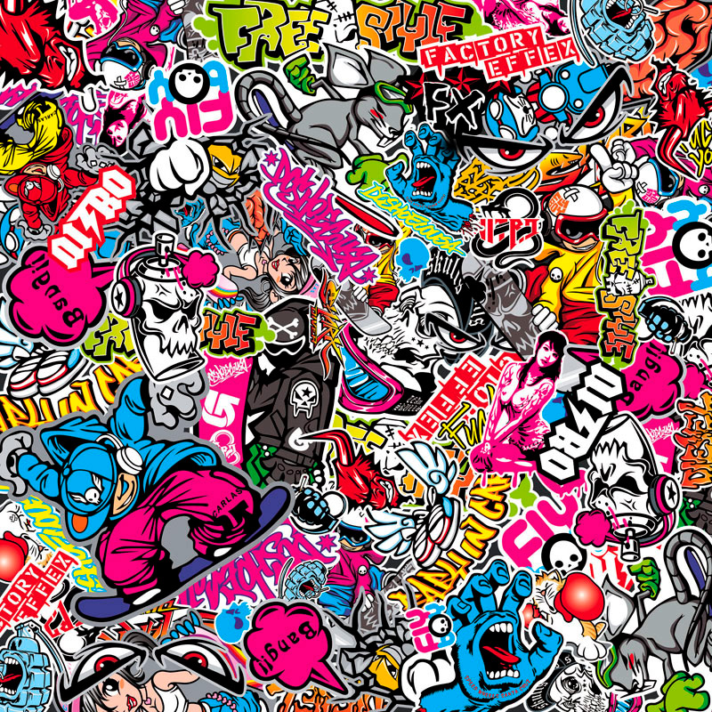 Stickerbomb Film - Graffiti design 1 - Role 60x200cm - auto-adhésif